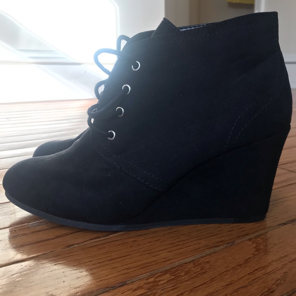 Black Wedge Booties